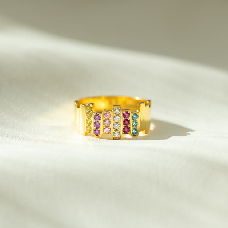 1-7 Birthstones Vertical Bar Ring