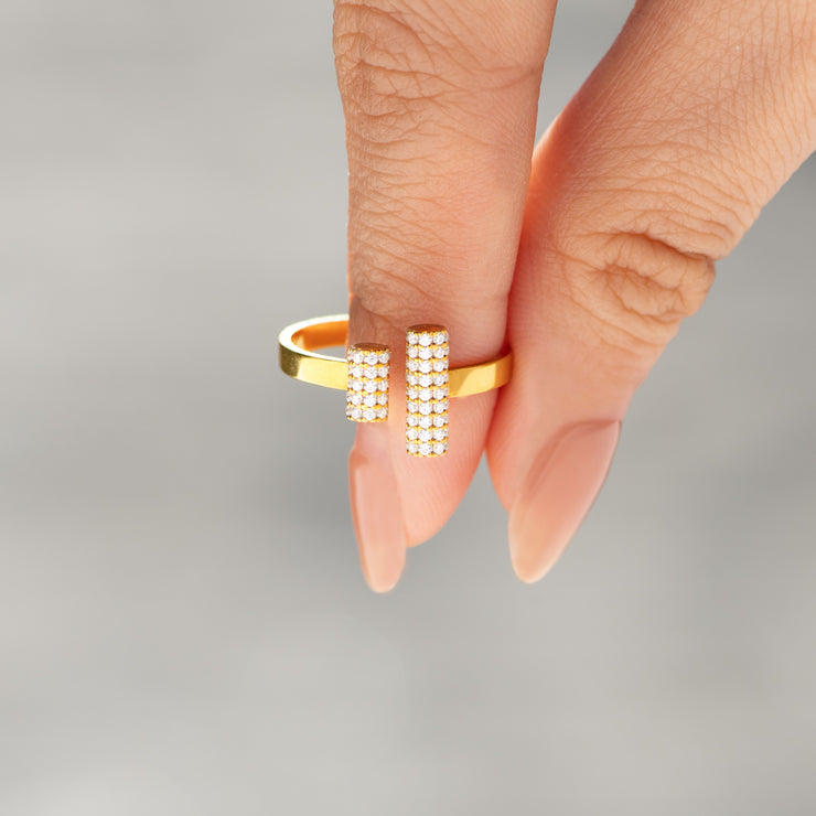 Dear Daughter Pavé Double Bar Ring