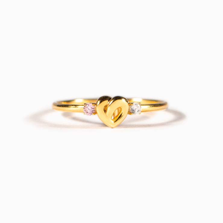 Two Birthstone Love Knot Ring