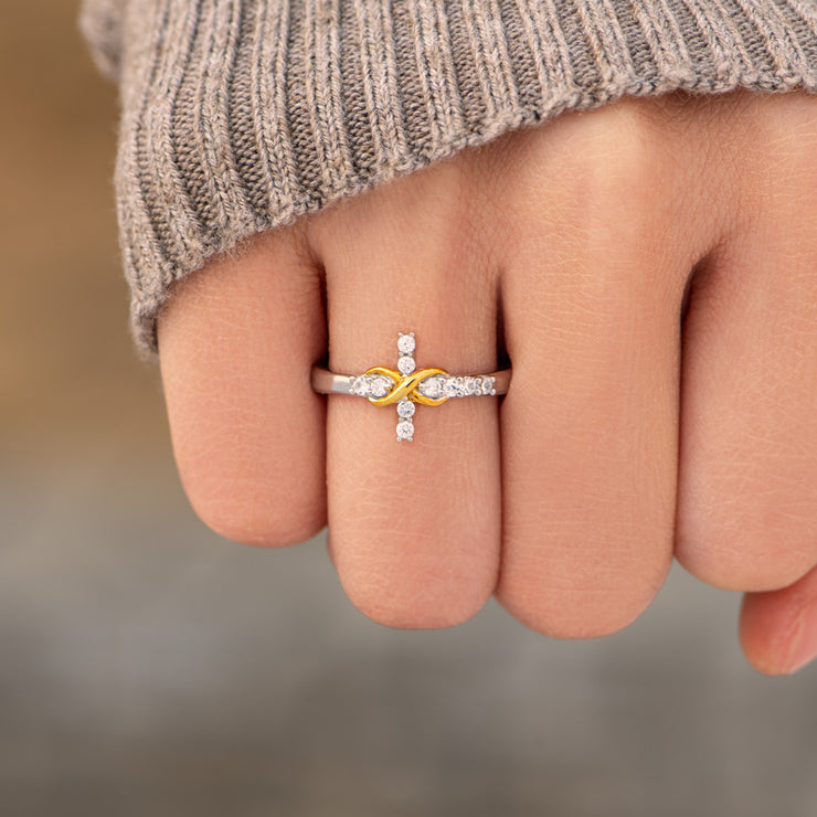 For Daughter Warrior Of Christ Golden Infinity Cross Ring