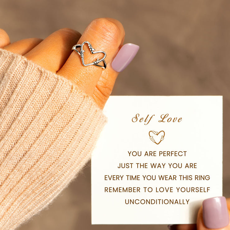 Sterling Silver Heart Wire Ring - Self Love Gift