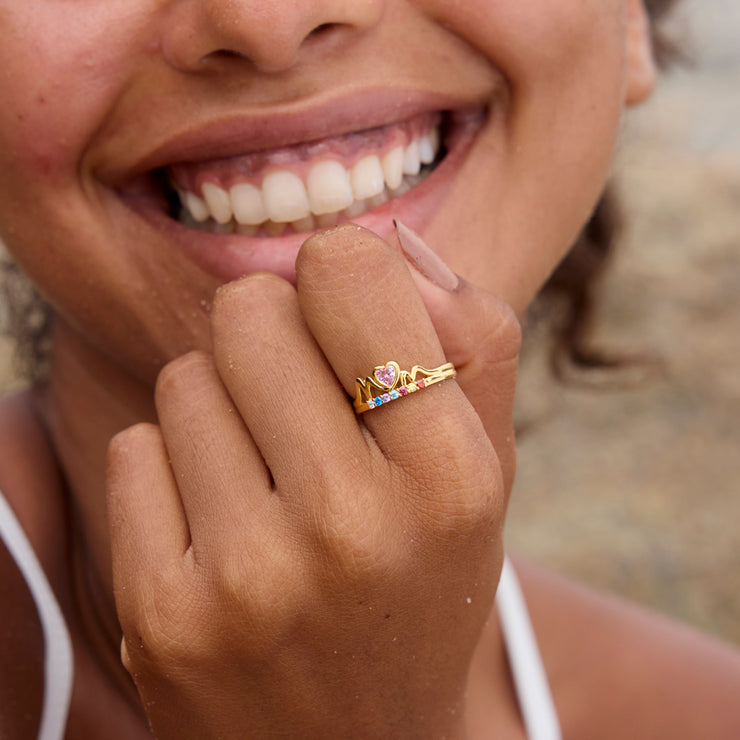 Mom & Her Mini Karma 1-10 Custom Birthstones Ring