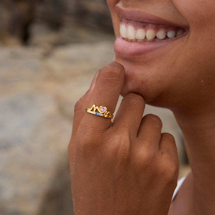 Mom & Her Mini Karma 1-10 Custom Birthstones Ring