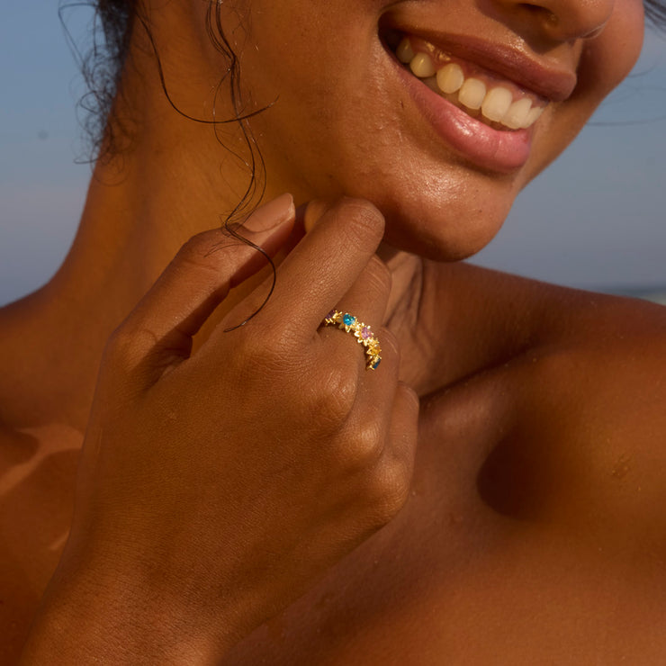 Heart In Flower 1–5 Birthstone Ring