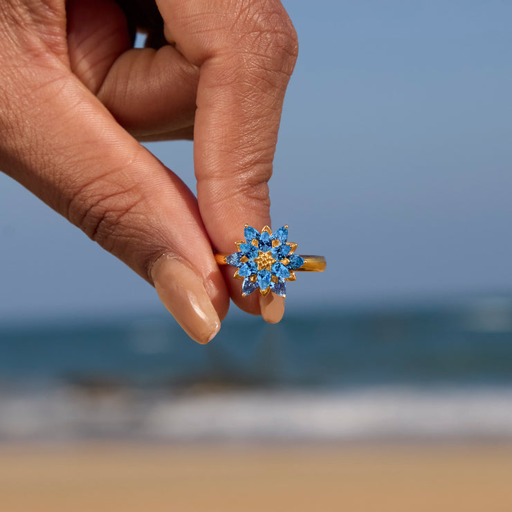 F♥ck It And Begin Again Custom Crystal Lotus Ring