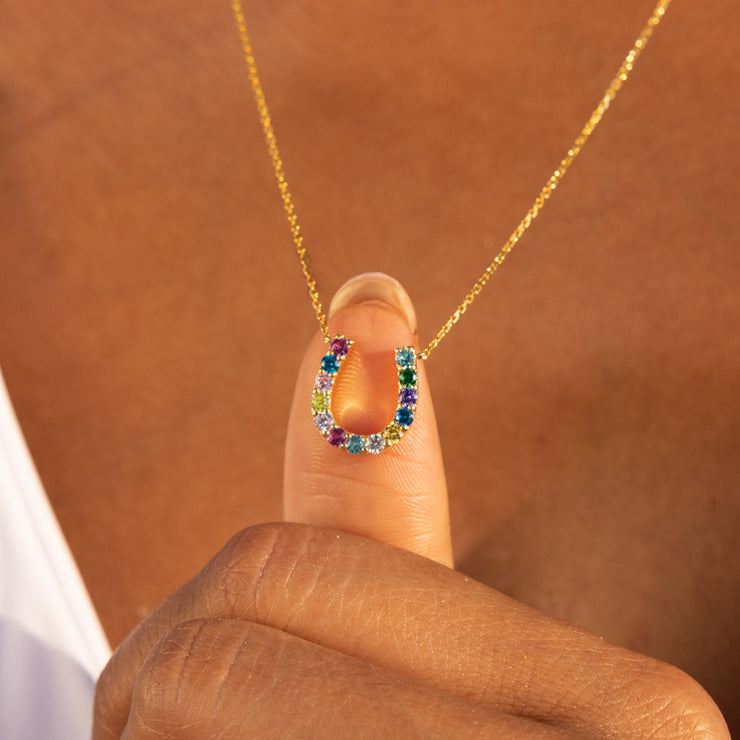 1-13 Birthstone Horseshoe Necklace