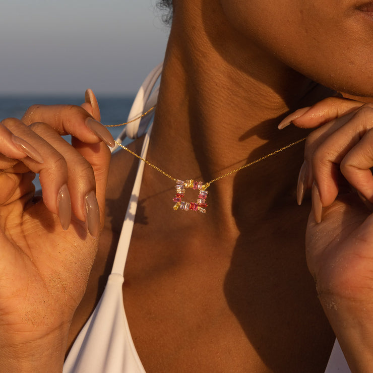 Broken Pieces Square Pendant Necklace