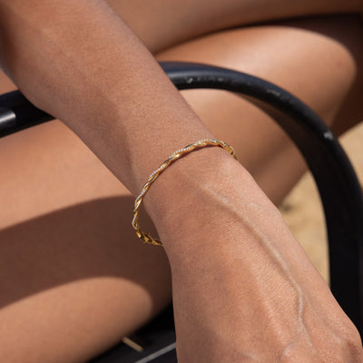 Small Circle Of Female Friends Matching Pavé Weave Bracelet