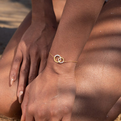 Mother & Daughter Linking Circles Birthstone Bracelet