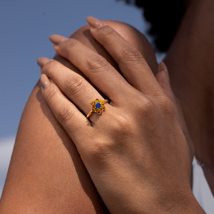 F♥︎ck It And Begin Again Golden Lotus Birthstone Ring