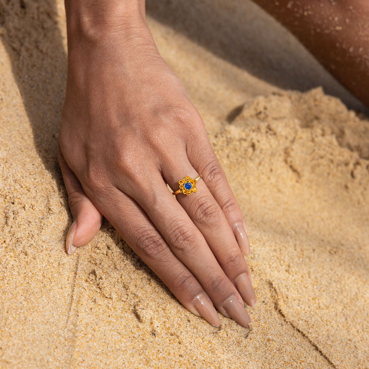 F♥︎ck It And Begin Again Golden Lotus Birthstone Ring