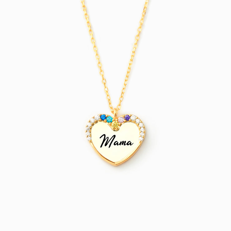 Mama's Valentines 1-9 Birthstones Heart Necklace