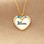 Mama's Valentines 1-9 Birthstones Heart Necklace