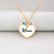 Mama's Valentines 1-9 Birthstones Heart Necklace