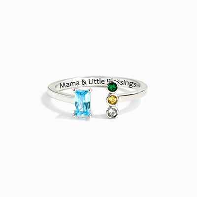 Mama & Little Blessings Mom with 1-5 Kids' Birthstones Ring Band