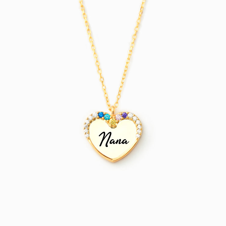 Nana's Valentines 1-9 Birthstones Heart Necklace