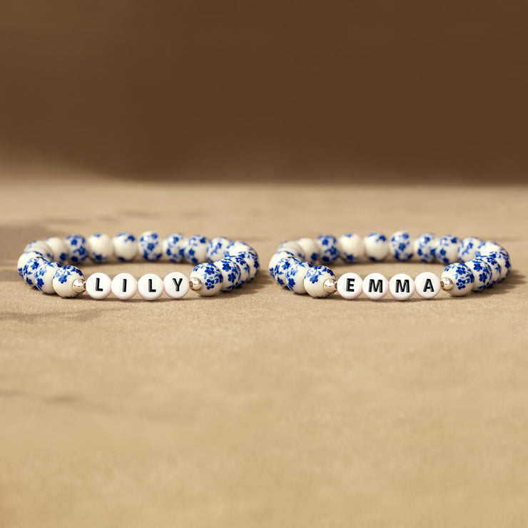 Blue Floral Porcelain Bracelet