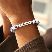 Blue Floral Porcelain Bracelet