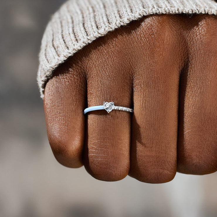 Half Enamel Heart-Cut Rings