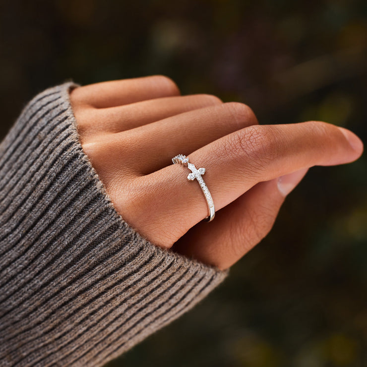 Pavé Sideways Cross Ring
