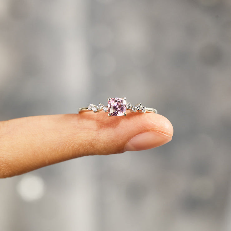 Pink Sapphire Square Ring