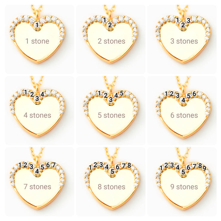 1-9 Birthstones Heart Necklace