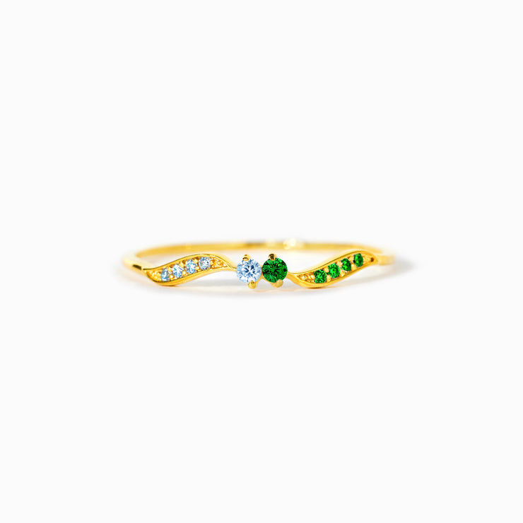 We Will Stay Side By Side Personalized Double Stone Wavy Ring