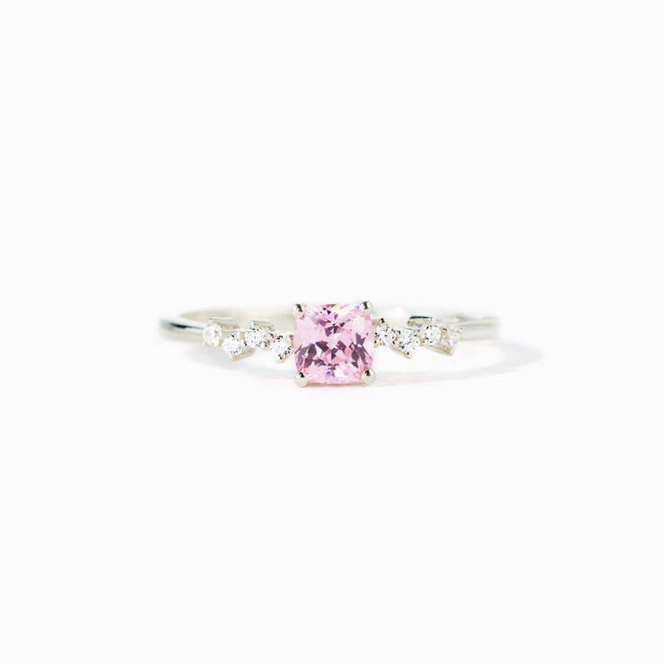 Pink Sapphire Square Ring