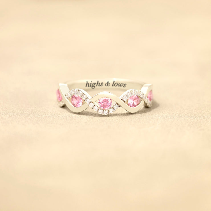 Highs And Lows Double Pink Wave Ring