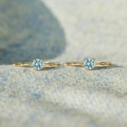 The Purest Love Matching Aquamarine Minimalist Round Cut Ring