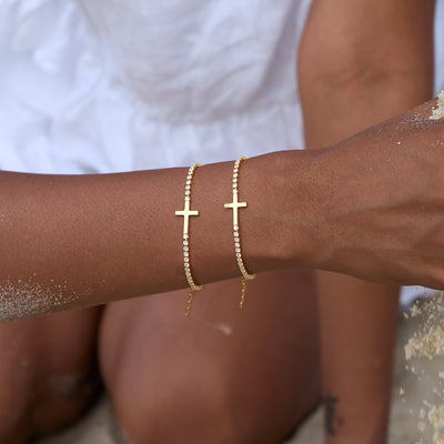 Blessed Friends Matching Crystal Band Cross Bracelet