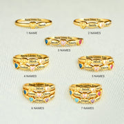 1-7 Name & Birthstone Multi-Row Ring