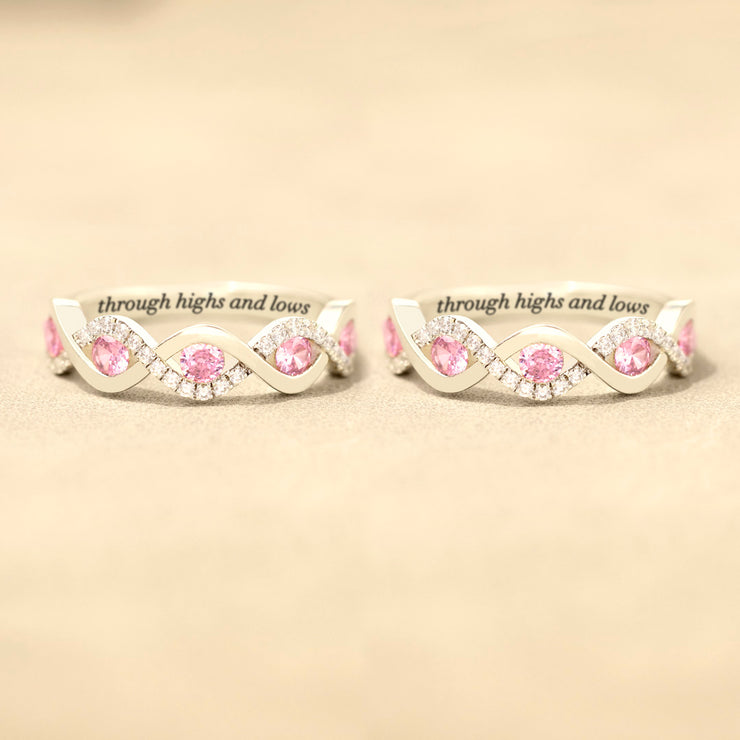 Besties Forever Matching Double Pink Wave Ring