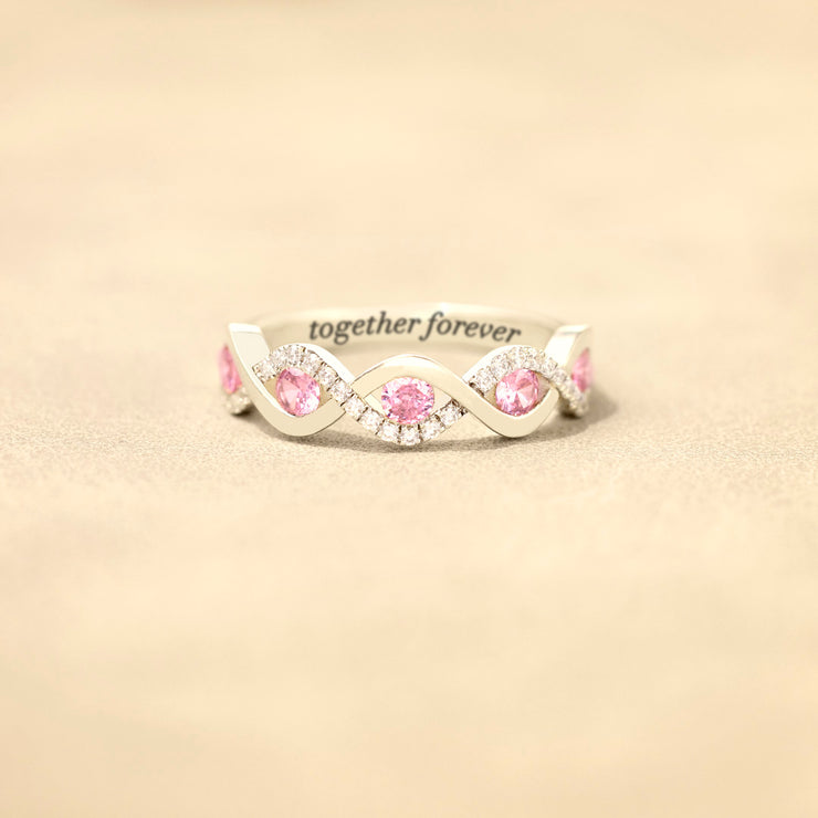 Highs And Lows Double Pink Wave Ring