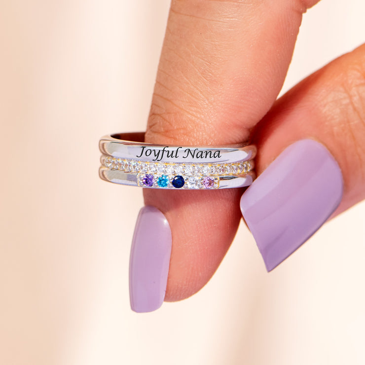 Joyful Nana Personalized 1-8 Birthstones Ring
