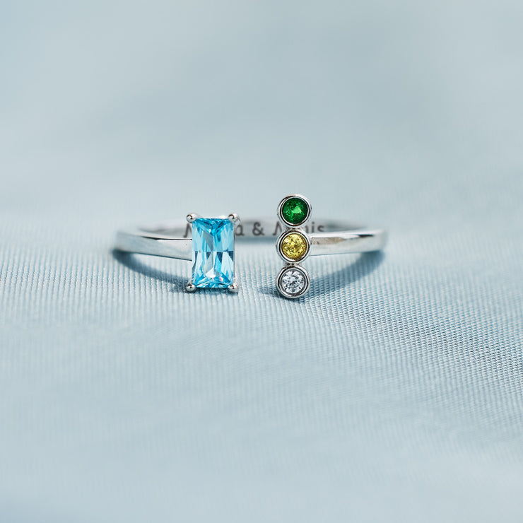 Mom And 1-5 Kids Birthstone Ring