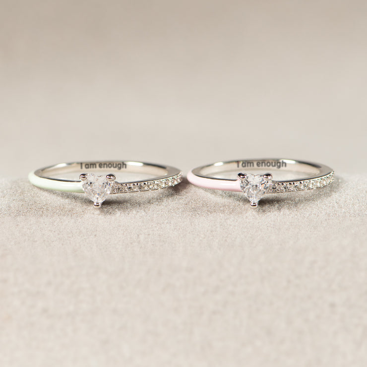 Heart-Cut Half Enamel Ring