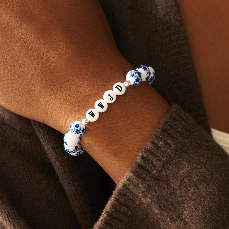 Blue Floral Porcelain Bracelet