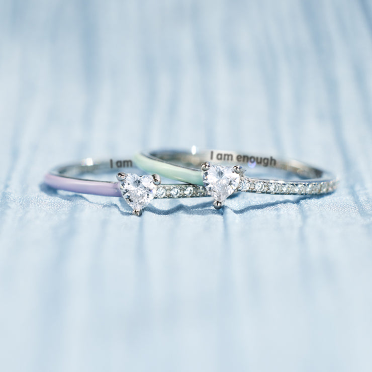Heart-Cut Half Enamel Ring