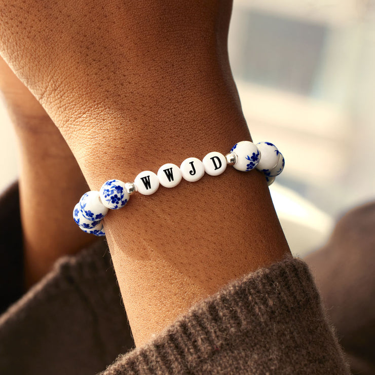 Blue Floral Porcelain Bracelet