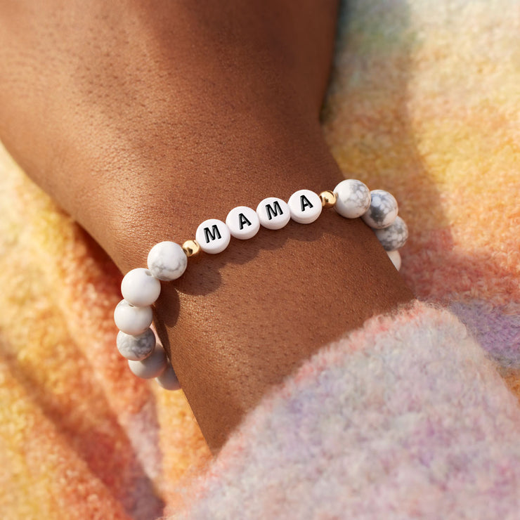 White and Black Beaded Marble Bracelet