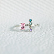 Mom And 1-5 Kids Birthstone Ring