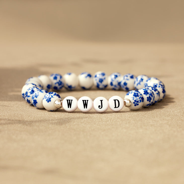 Blue Floral Porcelain Bracelet