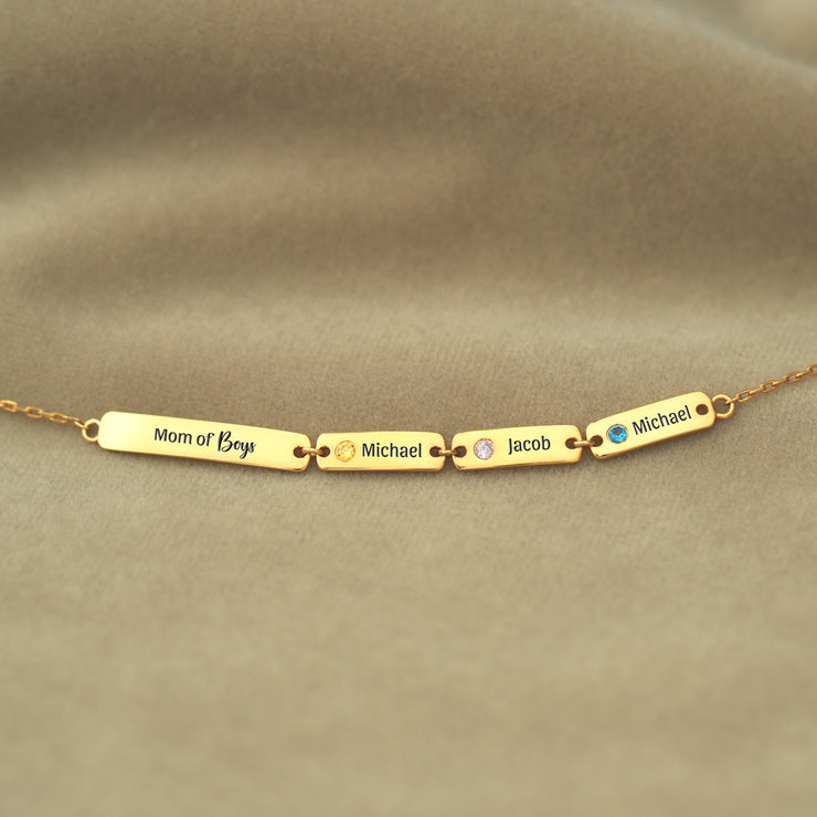 1-6 Names&Birthstones Bar Bracelet