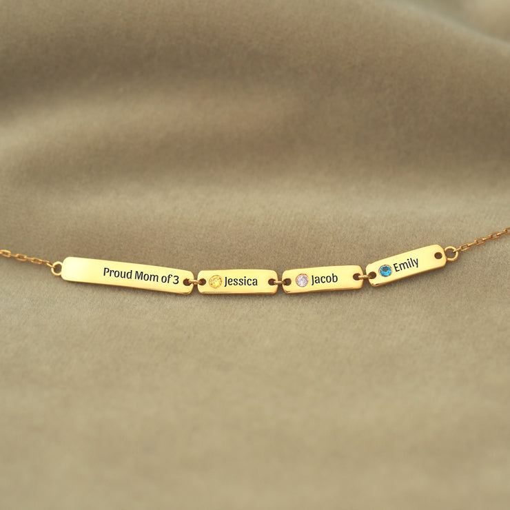 1-6 Names&Birthstones Bar Bracelet