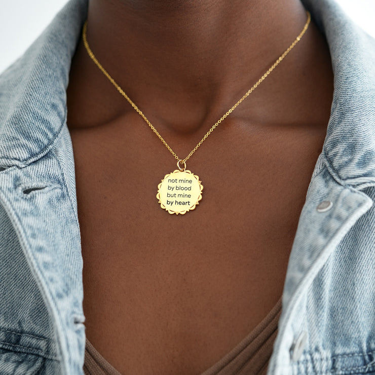 Mine By Heart Floral Edge Disc Necklace