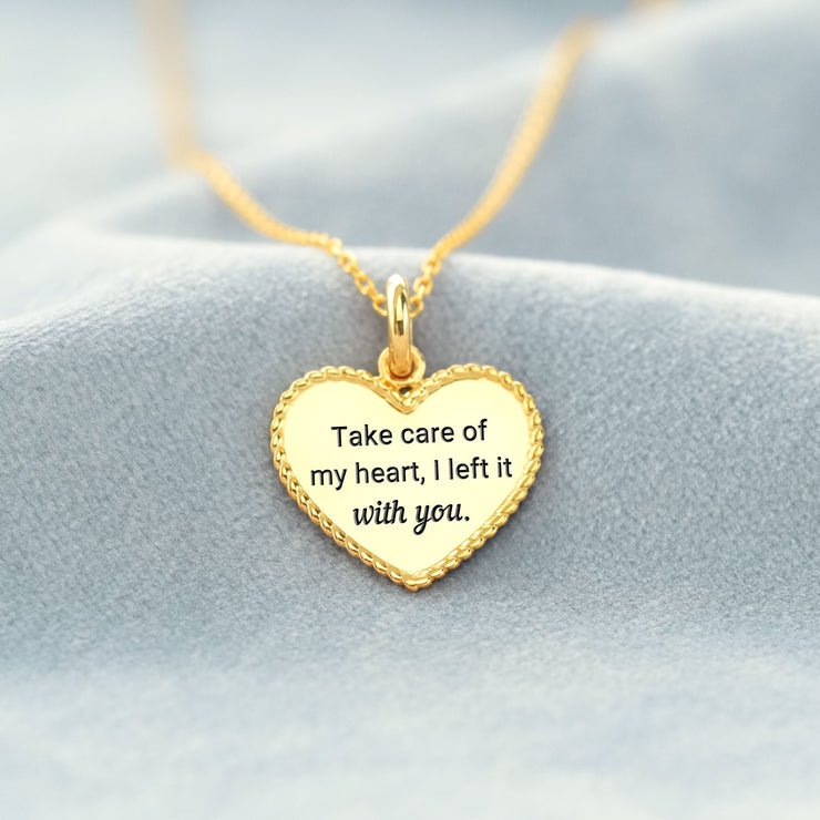 Engraved Heart Pendant Necklace