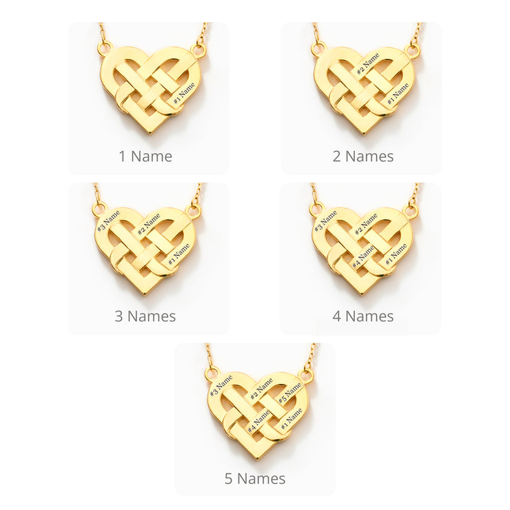 1-5 Names Knotted Heart Necklace