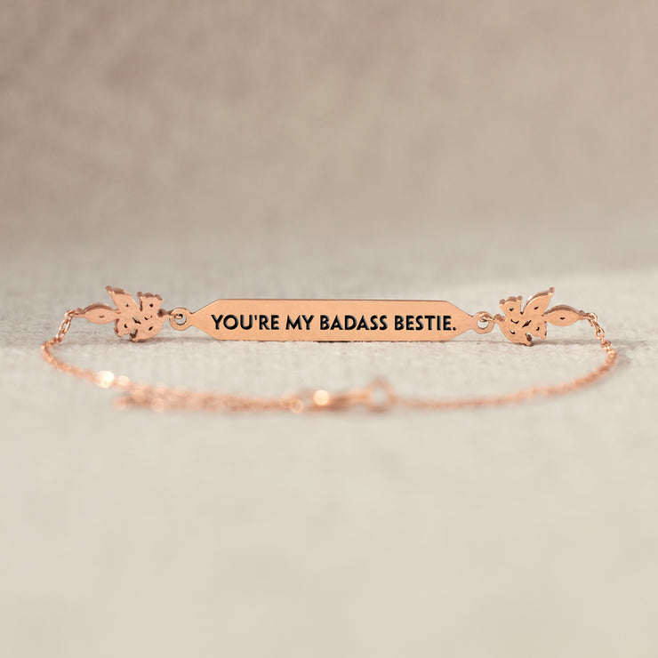 You've Got this. You're My Badass Bestie Dainty Pavé Bar Bracelet