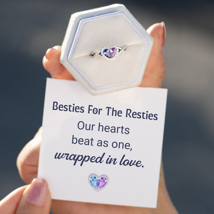 Besties For The Resties Dual Teardrop Birthstone Heart Ring